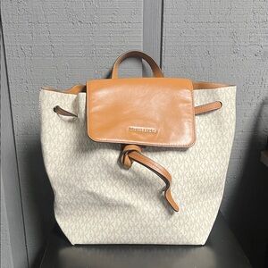 Michael Kors Brown and Cream Backpack